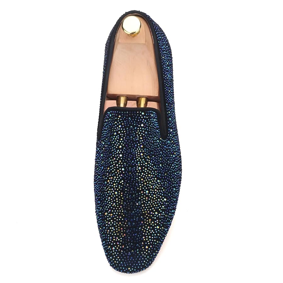Amazon.com | FERUCCI Men Blue Crystal GZ Rhinestone Slippers